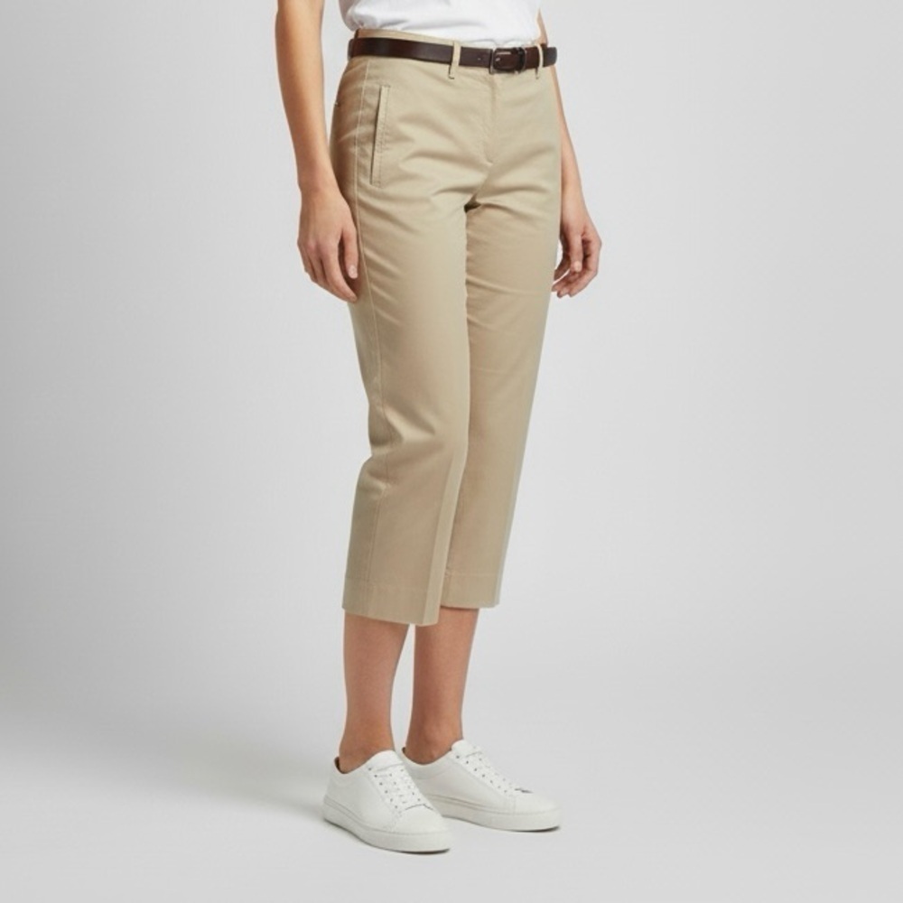 Prada Khaki Straight Leg Cotton Crop Capri Pants - 8 / Medium